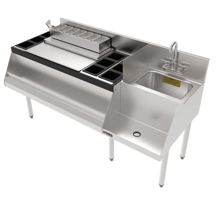 Perlick UCS60A-LF Bartender Cocktail Station 60" Stainless Steel Bar with 42" Ice Chest and 18" Sink