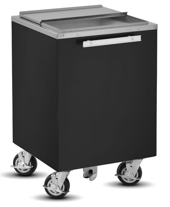 FWE IC-200 Insulated Mobile Ice Bin 200LB Capacity, Sliding Cover, Matte Black